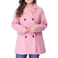 thumbnail image 1 of GRACE & GRANDEUR Women's Plus Peacoat Notched Lapel Double Breasted Mid Length Overcoat, 1 of 6
