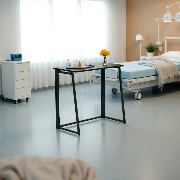 FurnitureR 31.5'' Folding Overbed Table, Portable Bedside Table with Easy Assembly, Ideal for Patients, Elderly, or Bedridden Use, Foldable for Eating, Reading, or Recovery Support