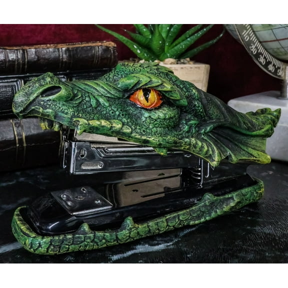 Legendary Green Fire Dragon Head Stapler Light Duty Office Desktop Stationery