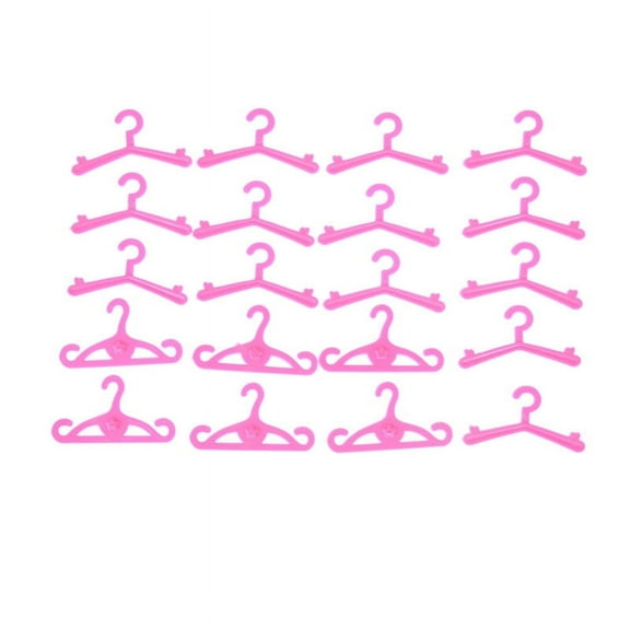 Racing Butterfly 20 Pieces Set Pink Doll Clothes Hangers, Plastic Doll Accessories