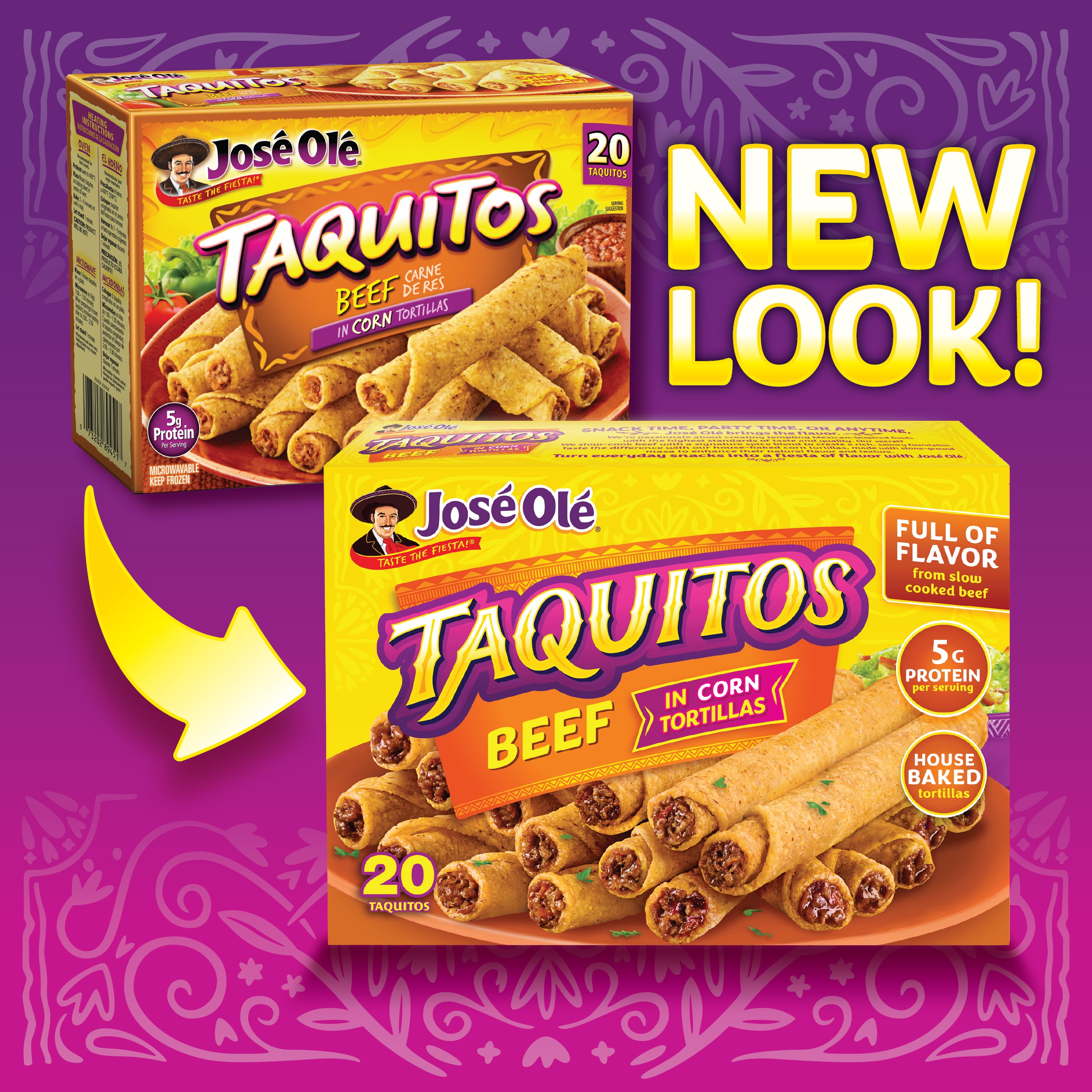 Jose Ole Beef Corn Taquitos, Frozen Mexican Food, 20 oz, 20 Count