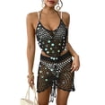 thumbnail image 2 of COMVALUE Womens Swimsuit Cover Up 2 Piece Sequin Crochet Set Bikini Coverups Beach Outfits 2026 (One Size, Black), 2 of 7