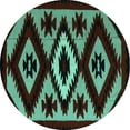 thumbnail image 1 of Ahgly Company Machine Washable Indoor Round Abstract Turquoise Blue Modern Area Rugs, 5' Round, 1 of 4