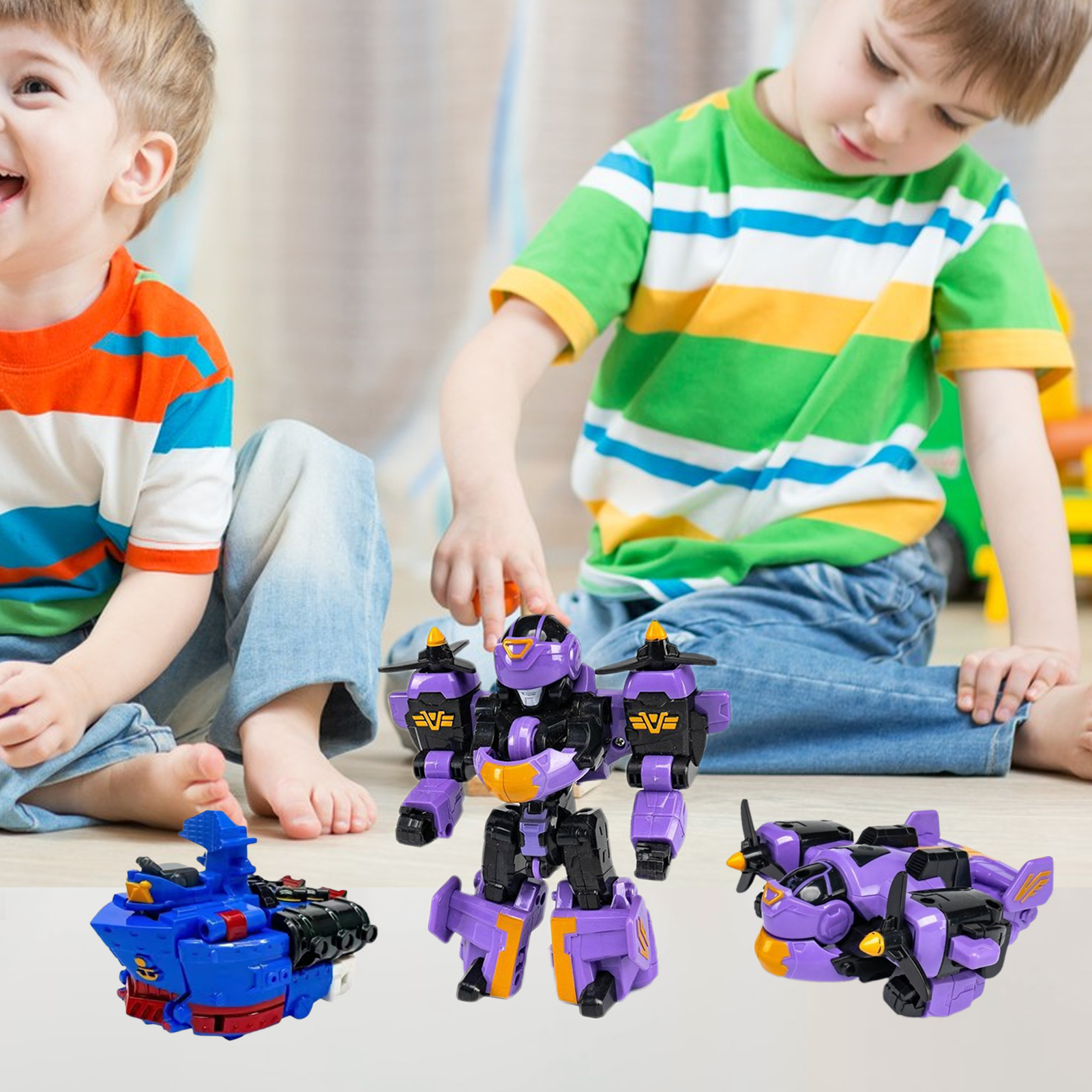 QCTime 15cm Robot Transformer Toy Various Style Fast Fighter Aircraft Tractor Tank Train Cartoon Model Toy Collectible Children Robot Transforming Vehicles Toy Birthday Gift - image 4 of 10