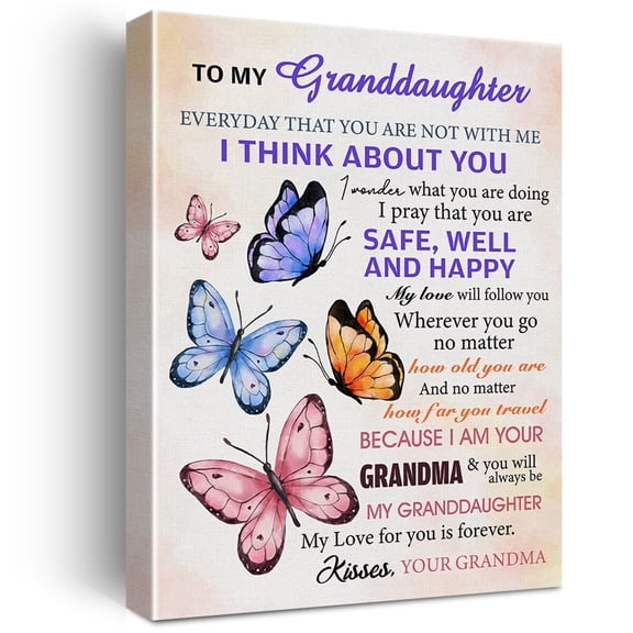 To My Granddaughter Quote Canvas Wall Art poster Granddaughter Gift from Grandma Inspirational Poster  for Home Decor poster