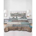 thumbnail image 3 of Teal Brown Farmhouse Twin XL Size Down Alternative Comforter, Lightweight Comforter Quilt Bedding Set with Pillow Shams Vintage Retro Wooden All Seasons Bed Comforter Duvet Insert 68"x98", 3 of 7