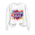 thumbnail image 1 of Gibobby Temperamento Pullover Top Sudadera con cuello redondo y estampado de Mardi para mujer, con cuello redondo, camisas de entrenamiento de manga larga a la moda, blusa hol(Blanco, M), 1 of 5