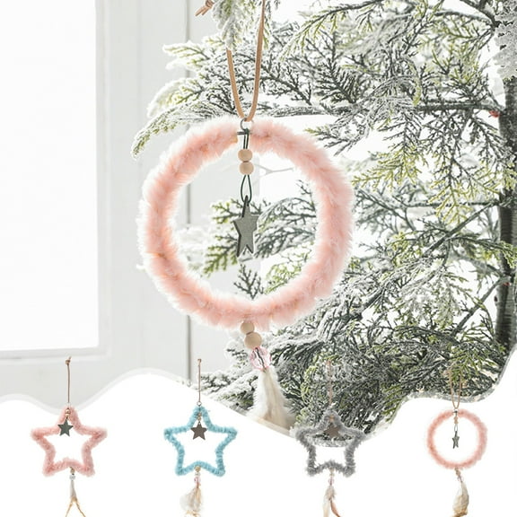 MXTPOV Pink Christmas Decorations for Christmas Tree, Large Plush Star Ornaments Hanging for Walls Door Party Car, Home Decor, 9.25inch