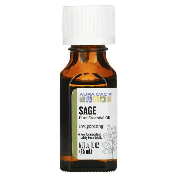 Aura Cacia, Pure Essential Oil, Sage, 0.5 fl oz Pack of 2