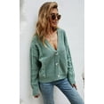 thumbnail image 3 of Women's V Neck Button Down Long Sleeve Cable Knit Cardigan Sweaters Outerwear Tops, 3 of 6