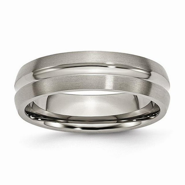 Bande Brossée et Polie Rainurée en Titane de 6 mm - Taille 10,5