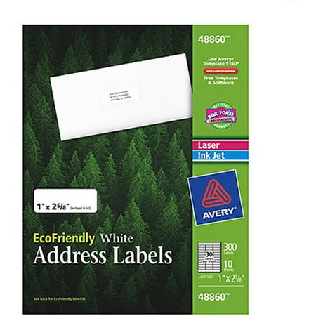 Avery Eco Address Labels, White, 300 ct