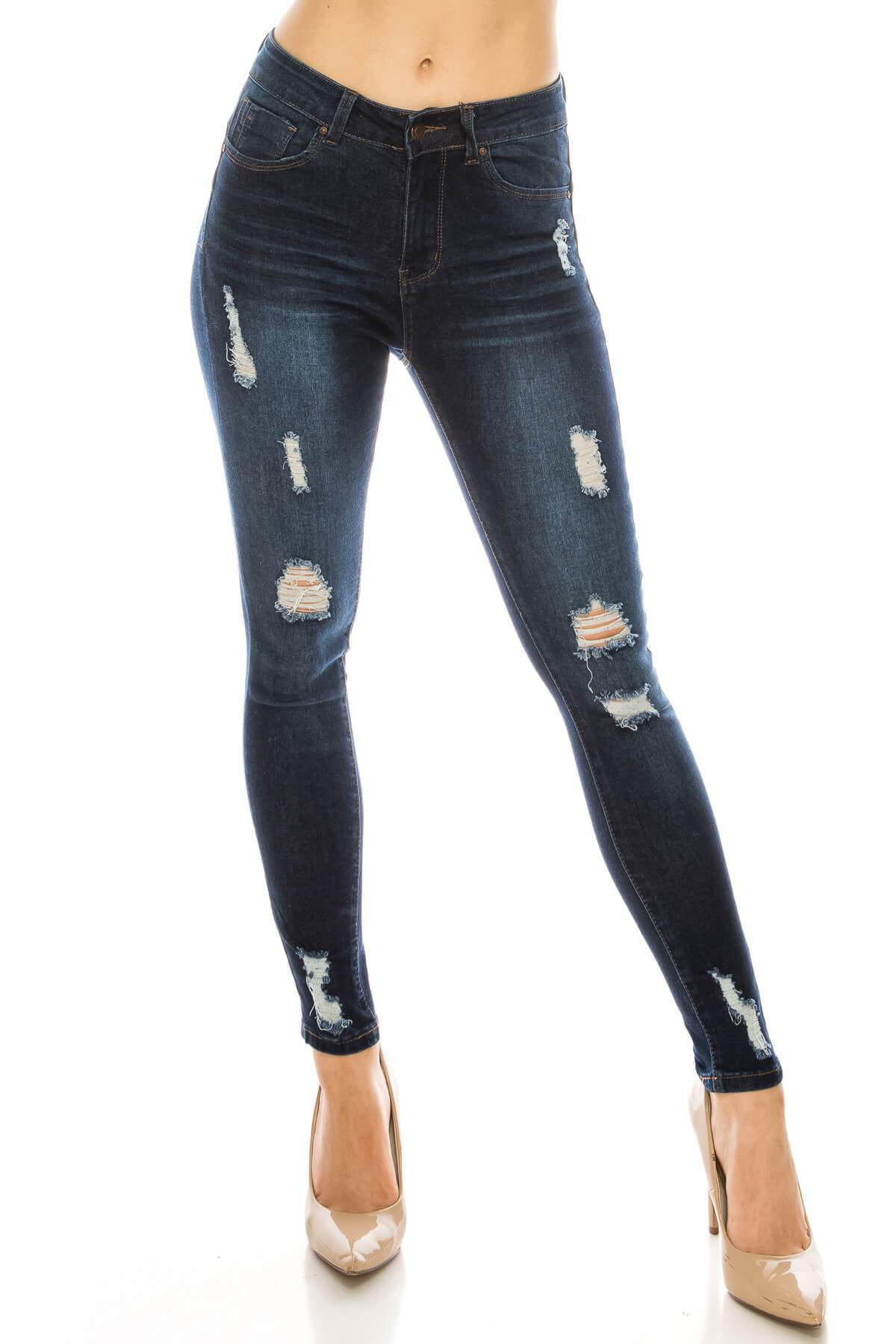 wax distressed jeans