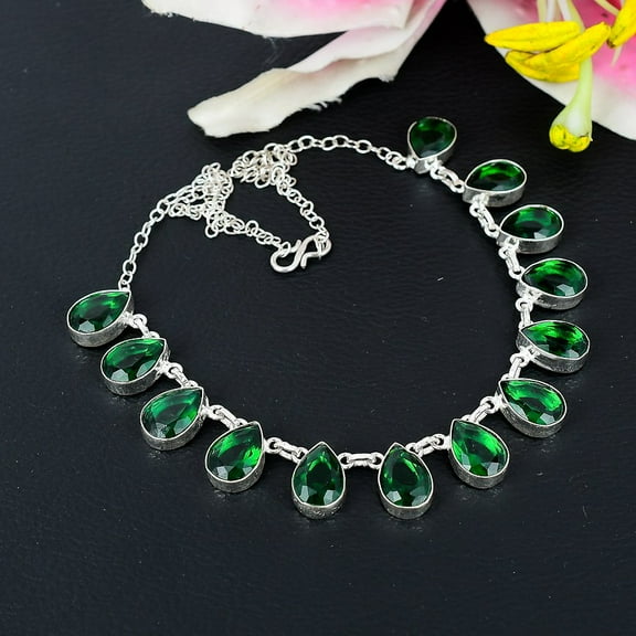 Peridot Gemstone Handmade 925 Sterling Silver Jewelry Necklace 18"