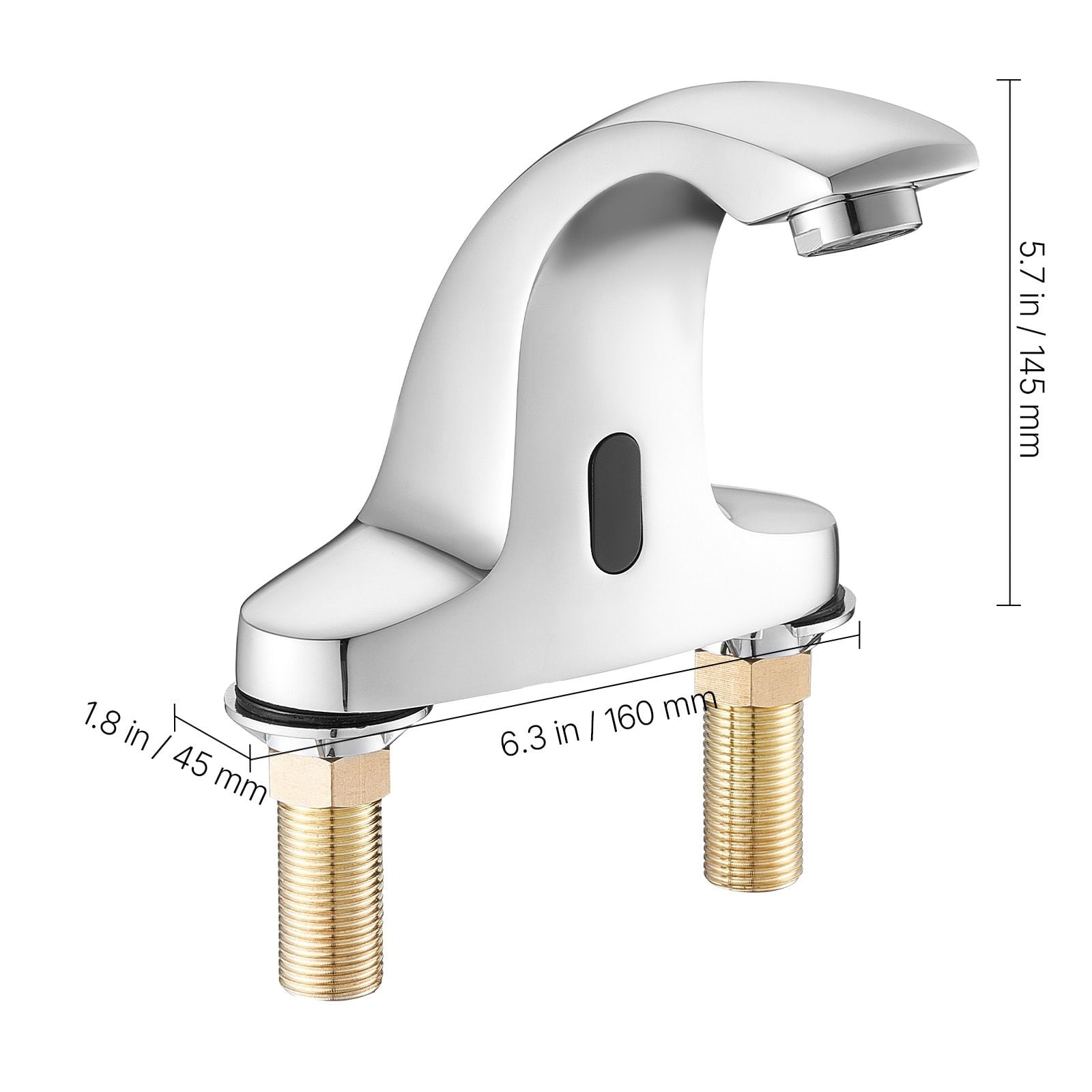 Touchless Bathroom Faucet, Infrared Sensor with 6.3 Inch Range, Brass Construction, Battery Powered, Easy Maintenance for Home Office Hotel Restroom
