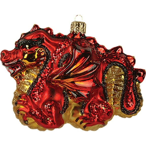 Chinese Red Dragon Glass Christmas Ornament Made in Poland Decoration