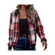 thumbnail image 2 of Chaquetas de Mujer Informales con Cremallera, de Franela A Cuadros, Larga, Holgadas, Ideales para Otoño. Rojo S, 2 of 7