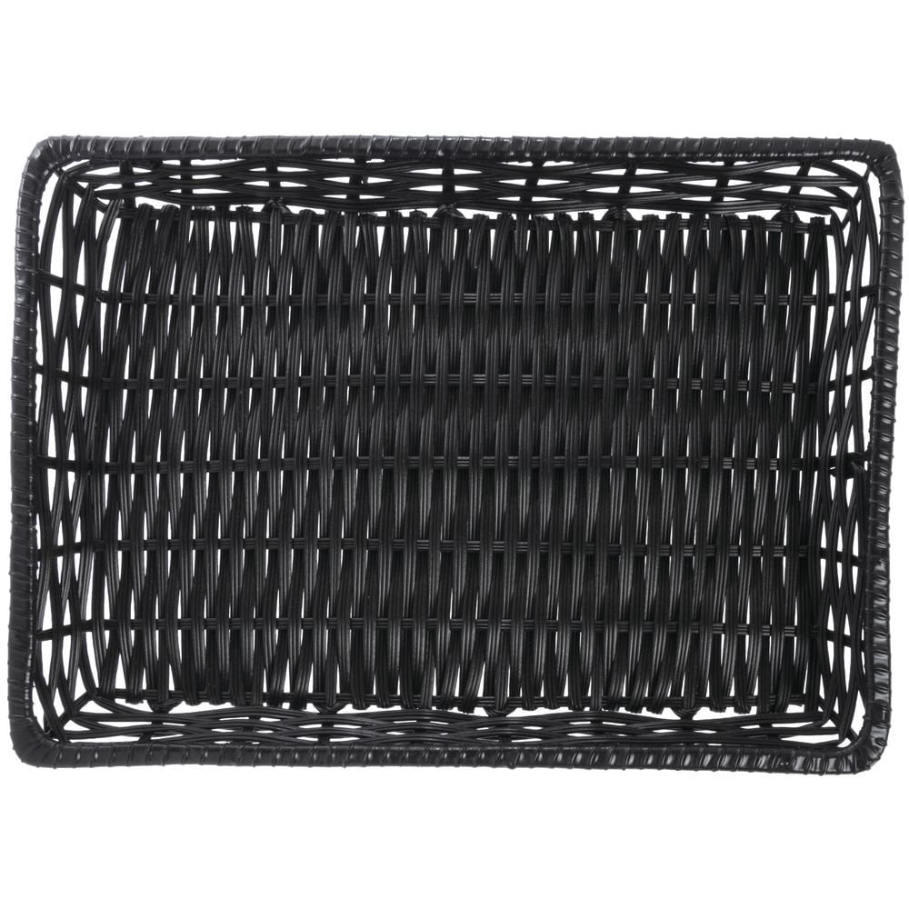 HUBERT Wicker Storage Basket Black Plastic - 13" L x 18" W x 2" H