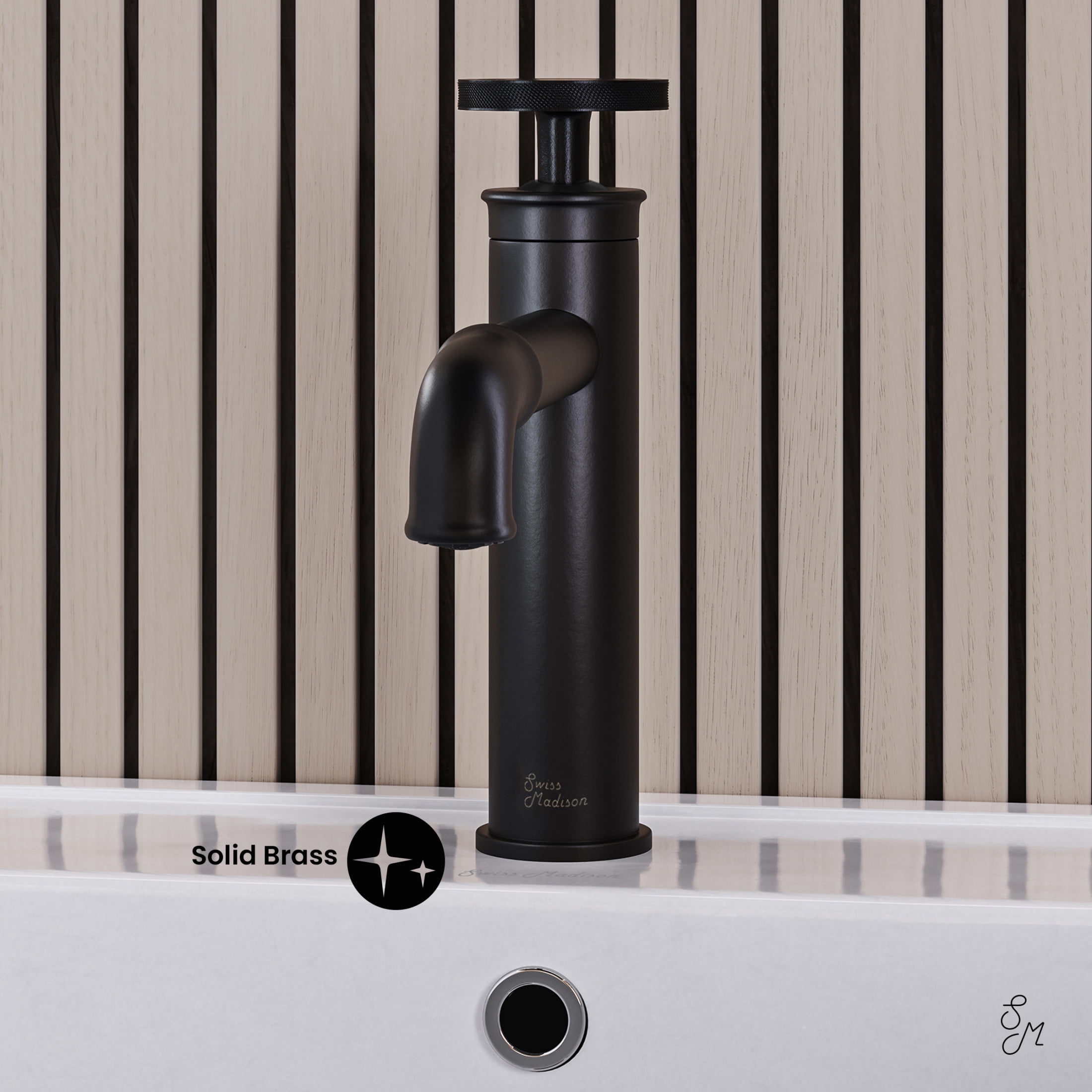 Avallon Single Hole, Single-Handle Wheel, Bathroom Faucet in Matte Black