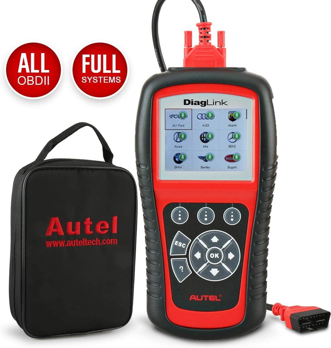 Autel Professional Scan Tool MaxiDiag Elite MD802 Oil Service EPB Engine, Transmission, ABS, Airbag OBD2 Car Code Reader for All Systems Car Diagnostic Scanner for All Electronic Modules 