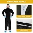 thumbnail image 5 of Raygard Disposable Dust Polypropylene PP Coverall with Hood Suit, Elastic Cuffs, Ankles, Waist Zipper Front for Spray Painting Industria in Black, Size XXL, 5 of 6
