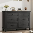 thumbnail image 1 of Commode 6 Tiroirs pour Chambre, Commode à Tiroirs de 47 Po de Large avec Rangement Autoportante, Coffre de Rangement en Bois pour Garde-Robe pour Salon, Chambre, Entrée, Noir, 1 of 7