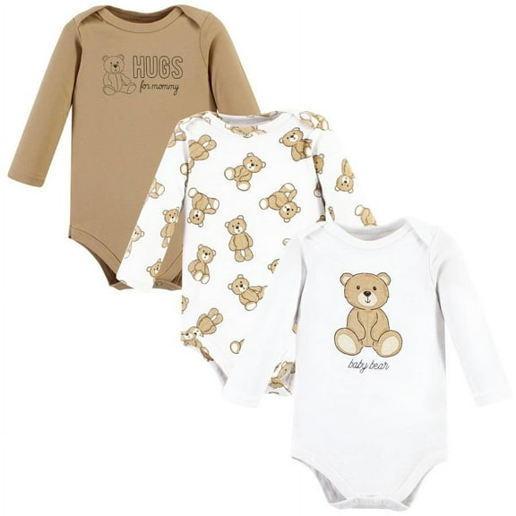 Hudson Baby Cotton Long-Sleeve Bodysuits, 3- Pack, Newborn- 24 Months