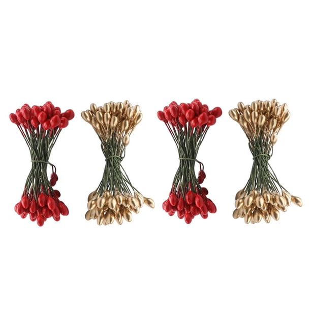 200 piezas de frambuesa artificial, bayas artificiales, bayas de frutas falsas para manualidades Dorado rojo oscuro