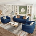 thumbnail image 6 of Luxury Retro Velvet Sofa Couch for Living Room, 40" Comfy Upholstered Armchair with Gold Metal Legs and Pillow, Curved Sectional Sofa Chair for Bedroom Office Apartment Blue, 6 of 7