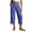 Blue, variant on Women's High Waisted Capri Pants Drawstring Elastic Waist Casual Summer Beach Vacation Cropped Plaid Check Pants (Black,S)