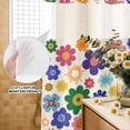 thumbnail image 3 of No Hook Shower Curtain, Retro Bohemia Floral Shower Curtains for Bathroom with See Through Top Window, Blue Purple Flowers Boho Style Beige Waterproof & Washable Bath Curtain 66"x72", 3 of 9