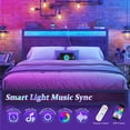 thumbnail image 3 of Fluest Iron Wood Bed Frame, USB Port, LED Headboard, Noise-Free,Queen, Rustic Brown, 3 of 6