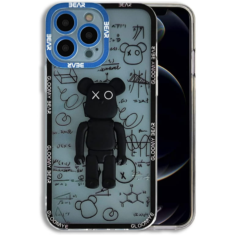 Southwit iPhone 12 Pro Max Case Cool 3D Bear with Kickstand Design for Boys Men, Street Fashion Soft Flexible Slim TPU Camera Lens Protection Clear