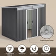 thumbnail image 5 of 8'x6' Galvanized Steel Storage Shed with window, Lockable Weatherproof Metal Shed for Outdoor Tools, Dark Gray, 5 of 10