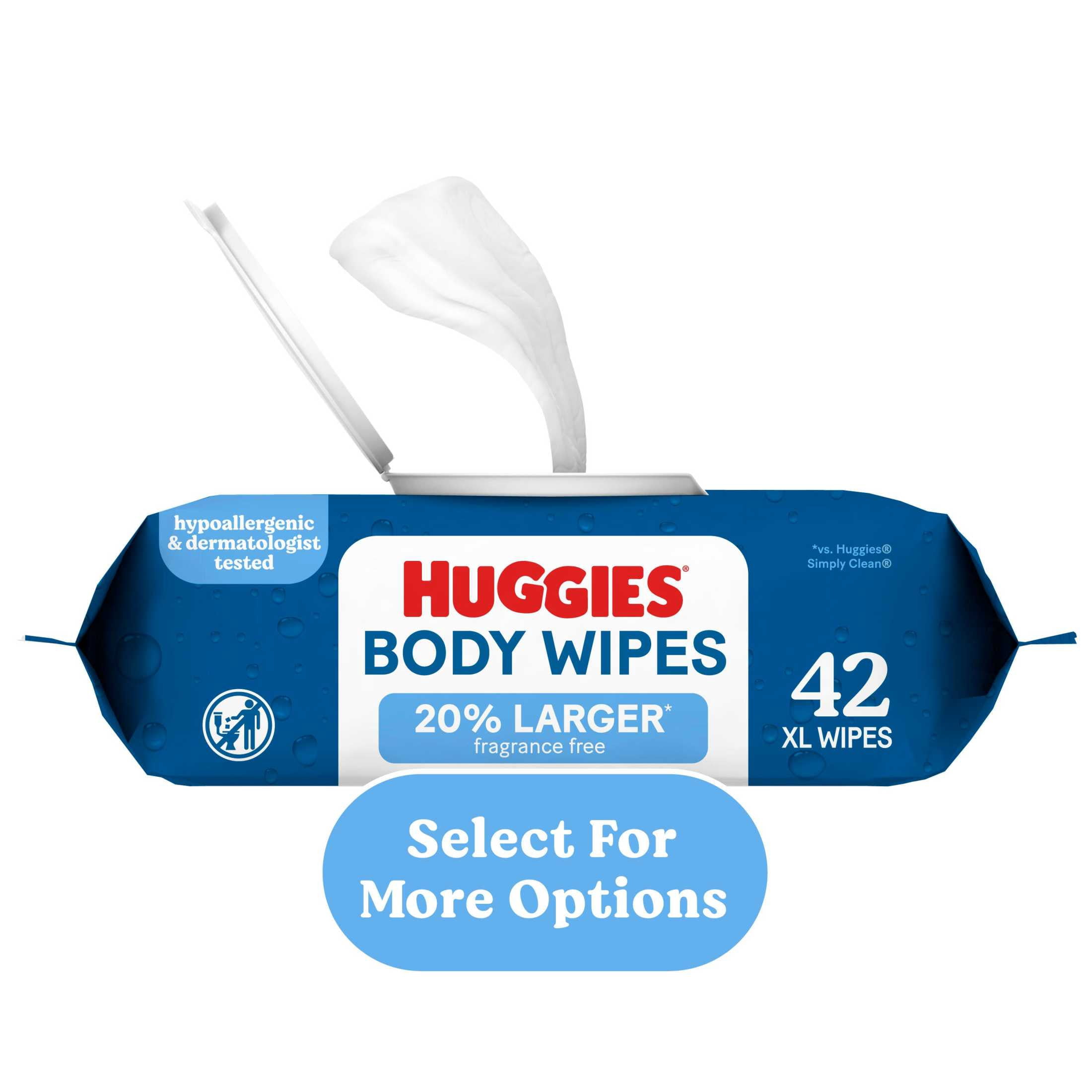 (8 pack) Huggies Extra Large Unscented Wipes, 1 Flip-Top Pack, 42 Count