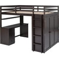 thumbnail image 5 of DEALTOPS Full Size Loft Bed with Wardrobe, Wood Loft Bed Frame with Desk 3 Storage Drawers Shelf Space Saving Platform Bed - Espresso, 5 of 8