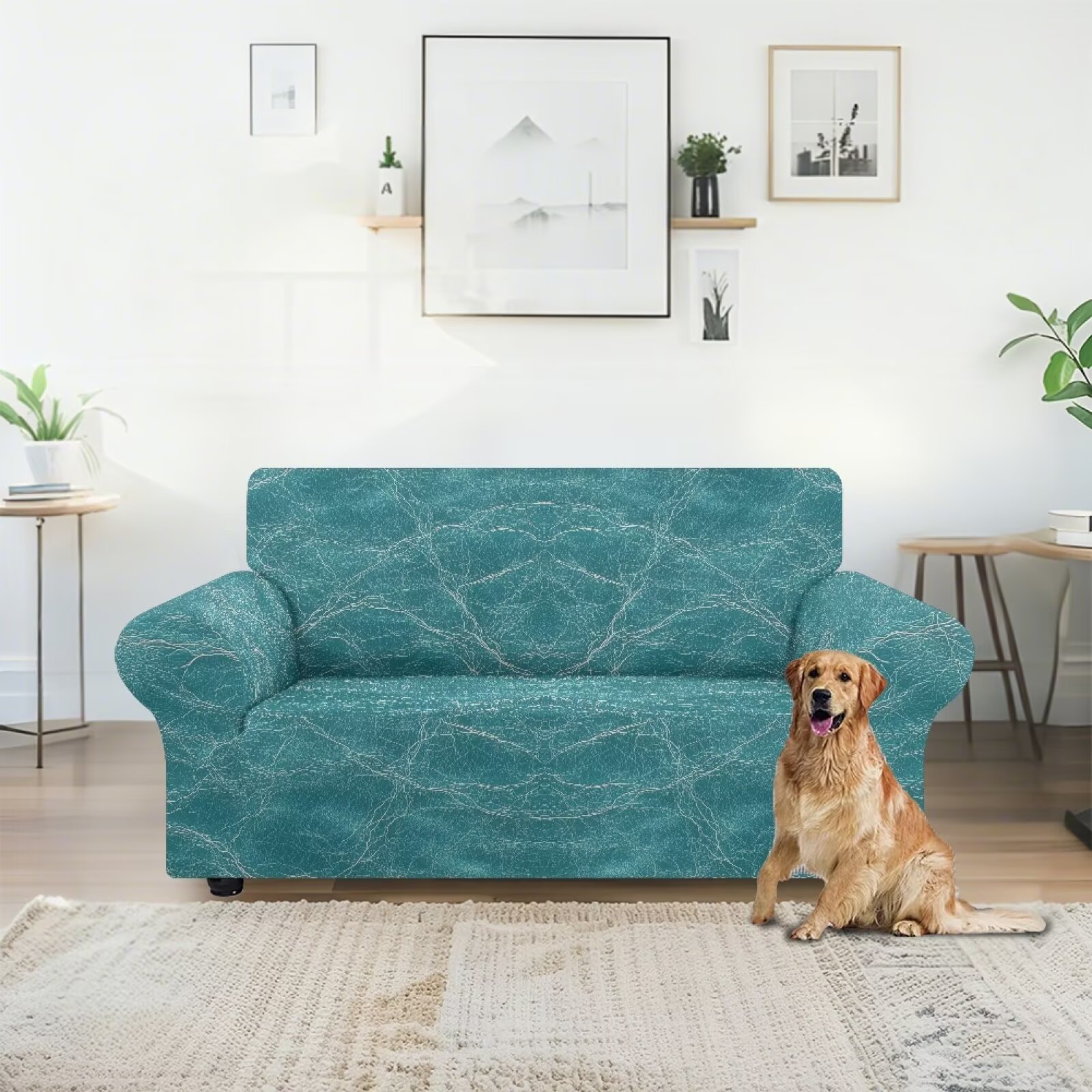 XYZCANDO Dark Green Couch Cover for 1 Cushion Couch Armchair Slipcover Sofa Cover Living Room Stretch Sofa Slipcover for 2 Seater Furniture Covers