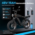 thumbnail image 2 of Aairsk Electric Bike for Adults,748W Peak Motor,48V 15Ah Removable Battery,25 MPH,50 Miles Range,20×4 Fat Tire Electric Off Road Bike,UL2849, 2 of 9