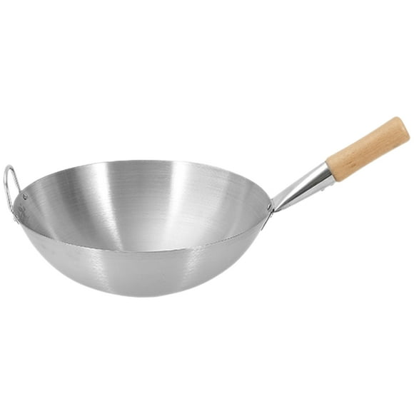 Frying Wok Wooden Handle Wok Frying Wok Kitchen Cooking Tool Handheld Cooking Wok