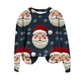 thumbnail image 4 of Bzhegqhd Women's T-shirts Christmas Print Sweatshirts Long Sleeve Round Neck Pullover Top No Hood Loose Fit Casual Fashion Blouse Plush Soft Fleece Fall Winter Tee, 4 of 8