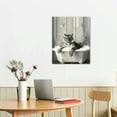 thumbnail image 3 of COMIO Funny Tiger Prints - Bathroom Wall Art Decor, Waterproof Black and White Animal Canvas Wall Art Pictures, Wood Framed Funny King Tiger Bathing Animals Abstract Prints for Bedroom, 3 of 5