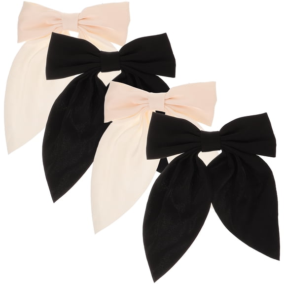 Homoyoyo 4Pcs Assorted Color Hair Bows Clips for Women, Fashionable Cloth Hair Accessories, Stylish Hair Clips Set