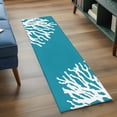 thumbnail image 3 of Runner Rug 2'x6', Teal Blue Coral Coastal Washable Non-Slip Hallway Runner Rugs, Nautical Ocean Summer Beach Bedside Rugs Floor Mats Carpet Runners for Kitchen Bathroom Laundry Room, 3 of 8