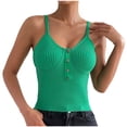 thumbnail image 2 of QUINDOS Womens Tank Tops Summer Workout Green Cotton Fashion Sexy Style V-Neck Sleeveless Solid Casual Going Out Tops Camisoles for Women Plus Size, 2 of 9