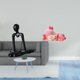 thumbnail image 2 of Escultura de pensador abstracto con estatua de ciervo durmiendo, adorno de mesa para dormitorio, estantería, armario, cocina, comedor, artesanía fina,, 2 of 8