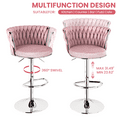 thumbnail image 3 of Baxluxe Velvet Bar Stools Set of 2, Adjustable Counter Height Bar Chairs with Footrest, Swivel High Stools Pub Style Chairs Set, Pub Stools Kitchen Island Chairs for Dining Room, Pub, Cafe, Pink, 3 of 11