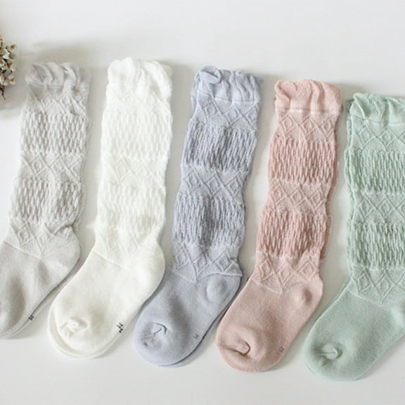 HEMOTON 5 Pairs Comfortable Knee-High Stockings for Toddlers Baby Socks Child Socks