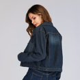 thumbnail image 3 of Vedolay Women Tops Women's Oversized Casual Distresse Mid Long Denim Jacket Jean Coats,Blue XXL, 3 of 4