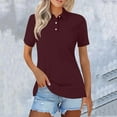 thumbnail image 2 of Women’s Casual Collared Shirt Summer Essential Lightweight Breathable Top Wine M, 2 of 7