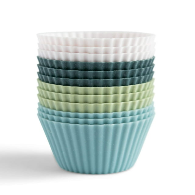 The Silicone Kitchen Reusable Silicone Baking Cups - Non-Toxic, BPA Free, Dishwasher Safe (12 Pack, Regular)